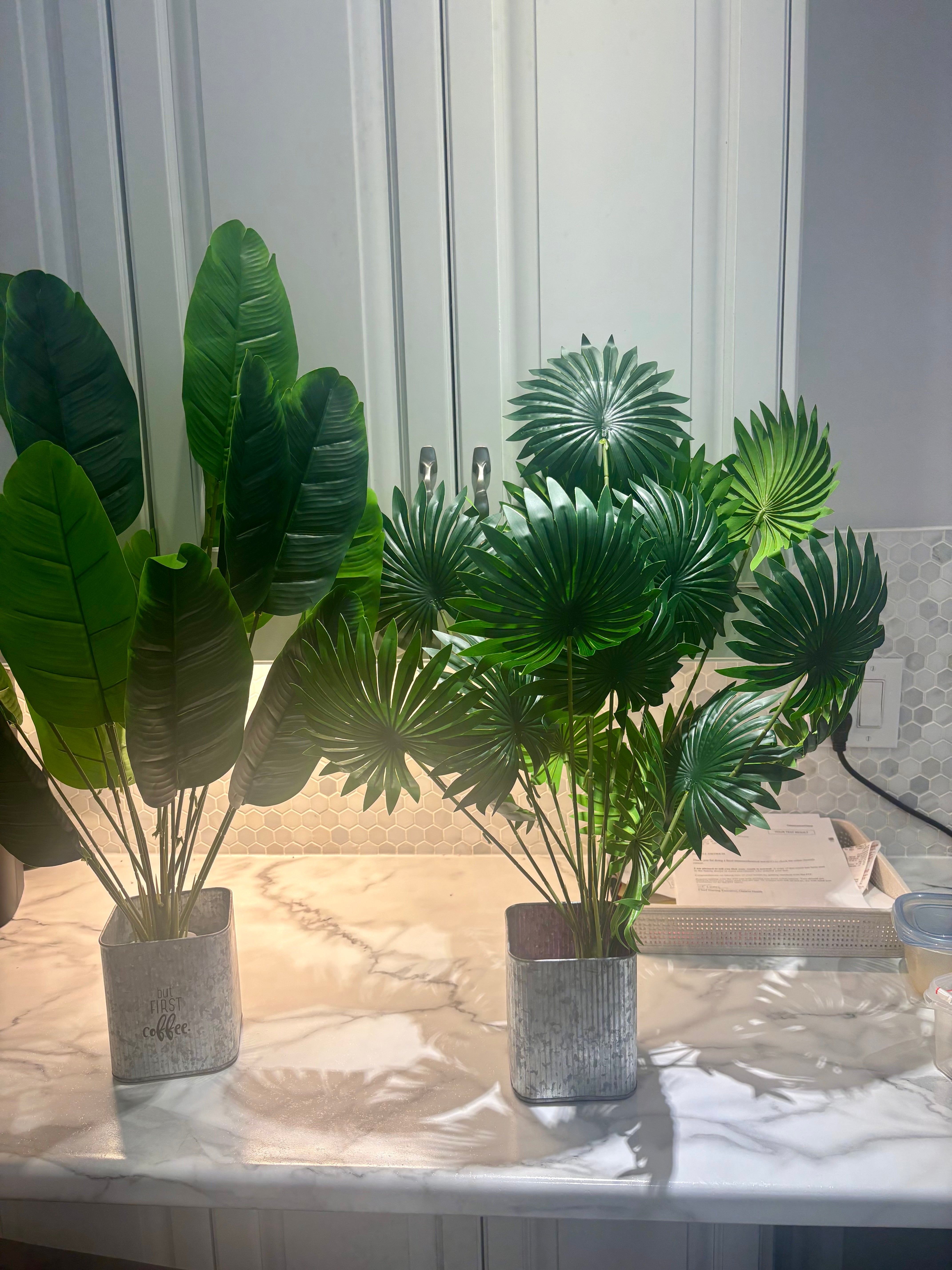 2pcs set of large artificial palm trees - UV resistant - Indoor / Outdoor Use 