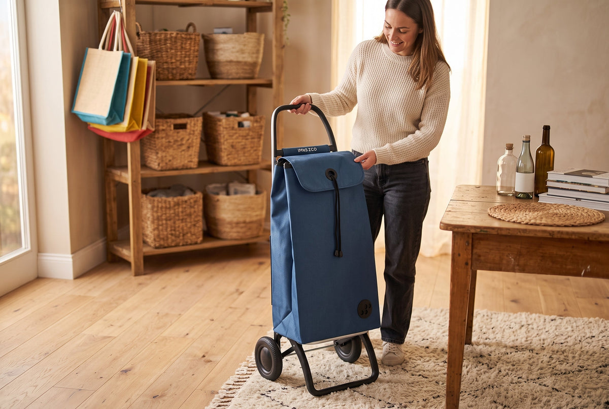 Folding Shopping Cart, Rolser I-Max MF Convert 2, Aluminum, Denim Blue