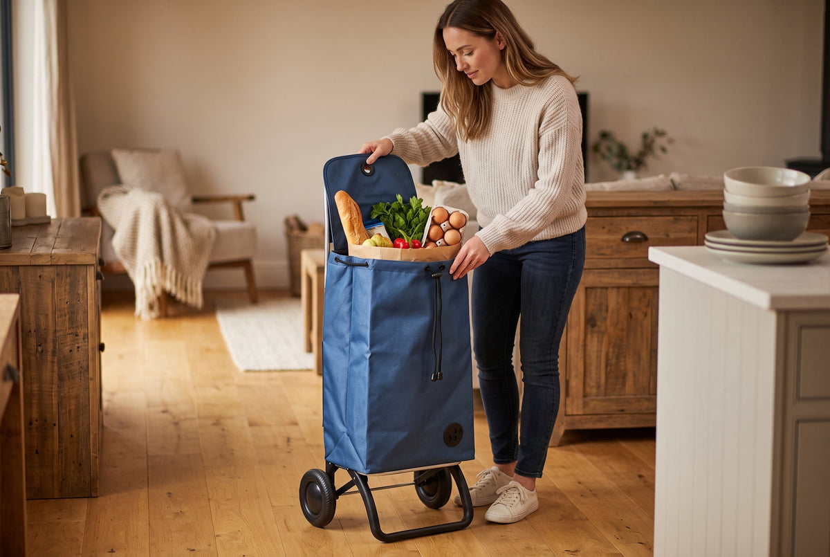 Folding Shopping Cart, Rolser I-Max MF Convert 2, Aluminum, Denim Blue