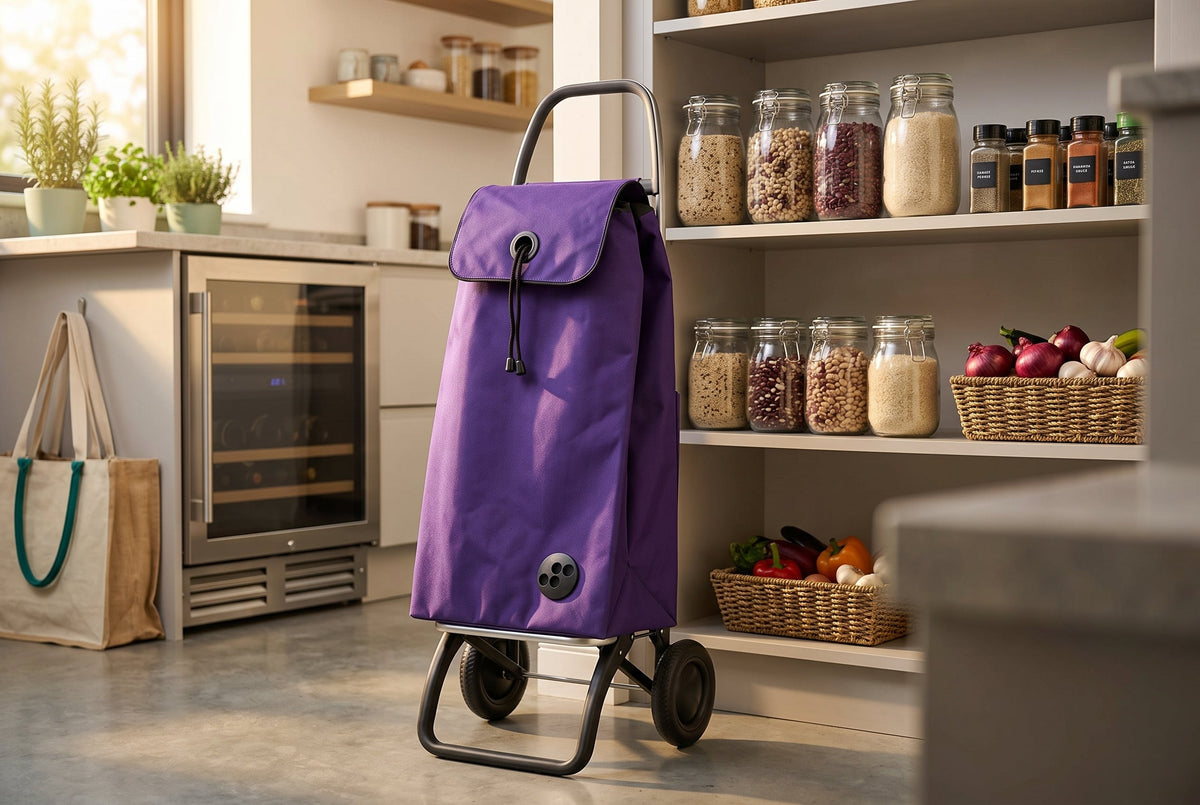 Folding Shopping Cart, Rolser I-Max MF Convert 2, Aluminum, Purple