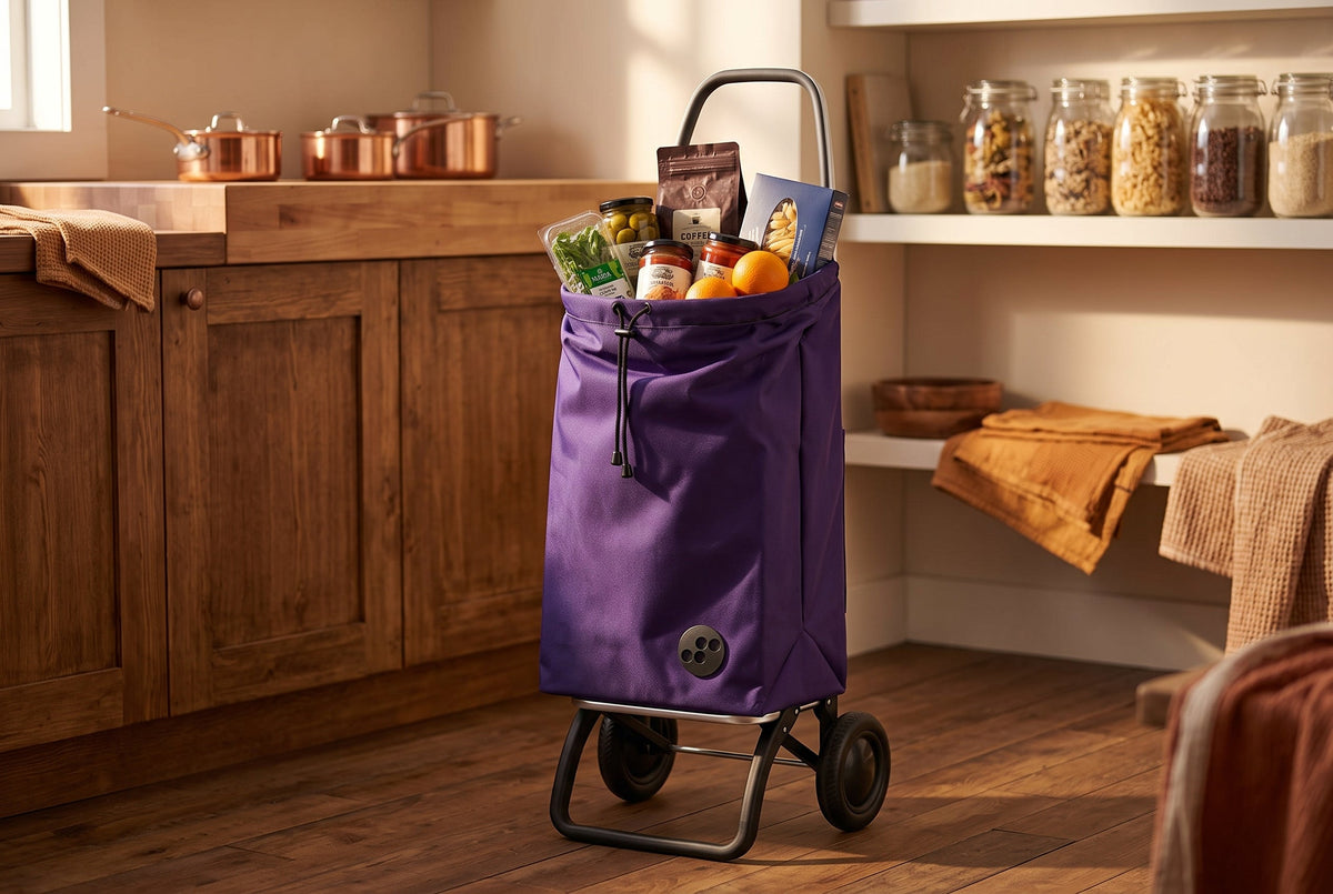 Folding Shopping Cart, Rolser I-Max MF Convert 2, Aluminum, Purple