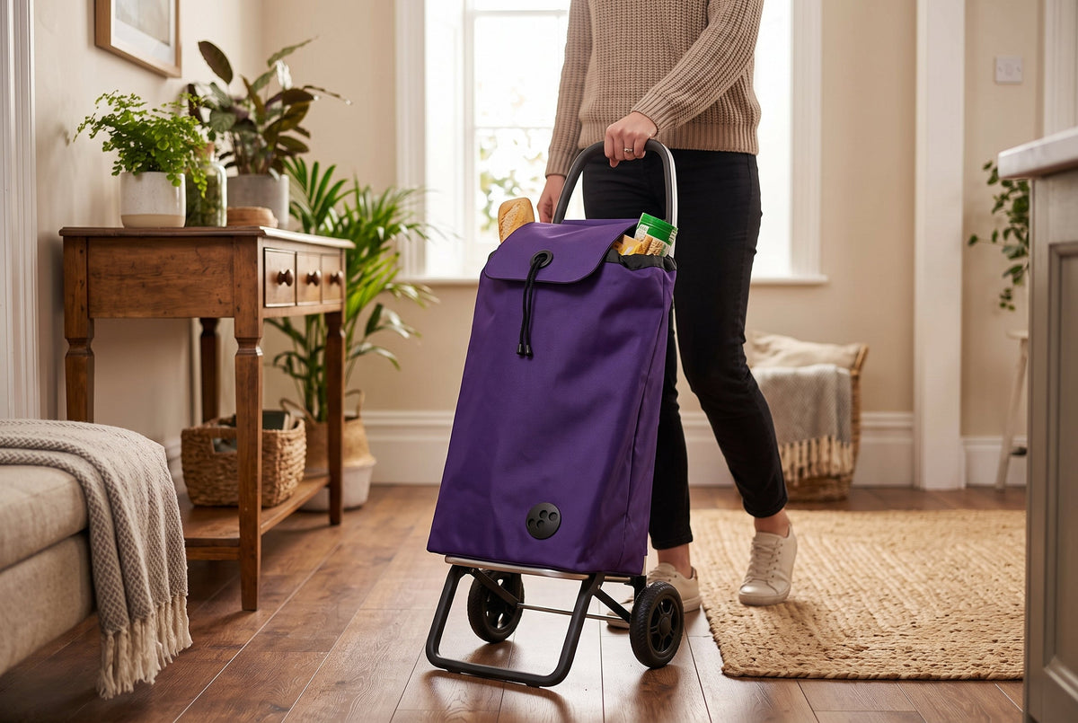 Folding Shopping Cart, Rolser I-Max MF Convert 2, Aluminum, Purple