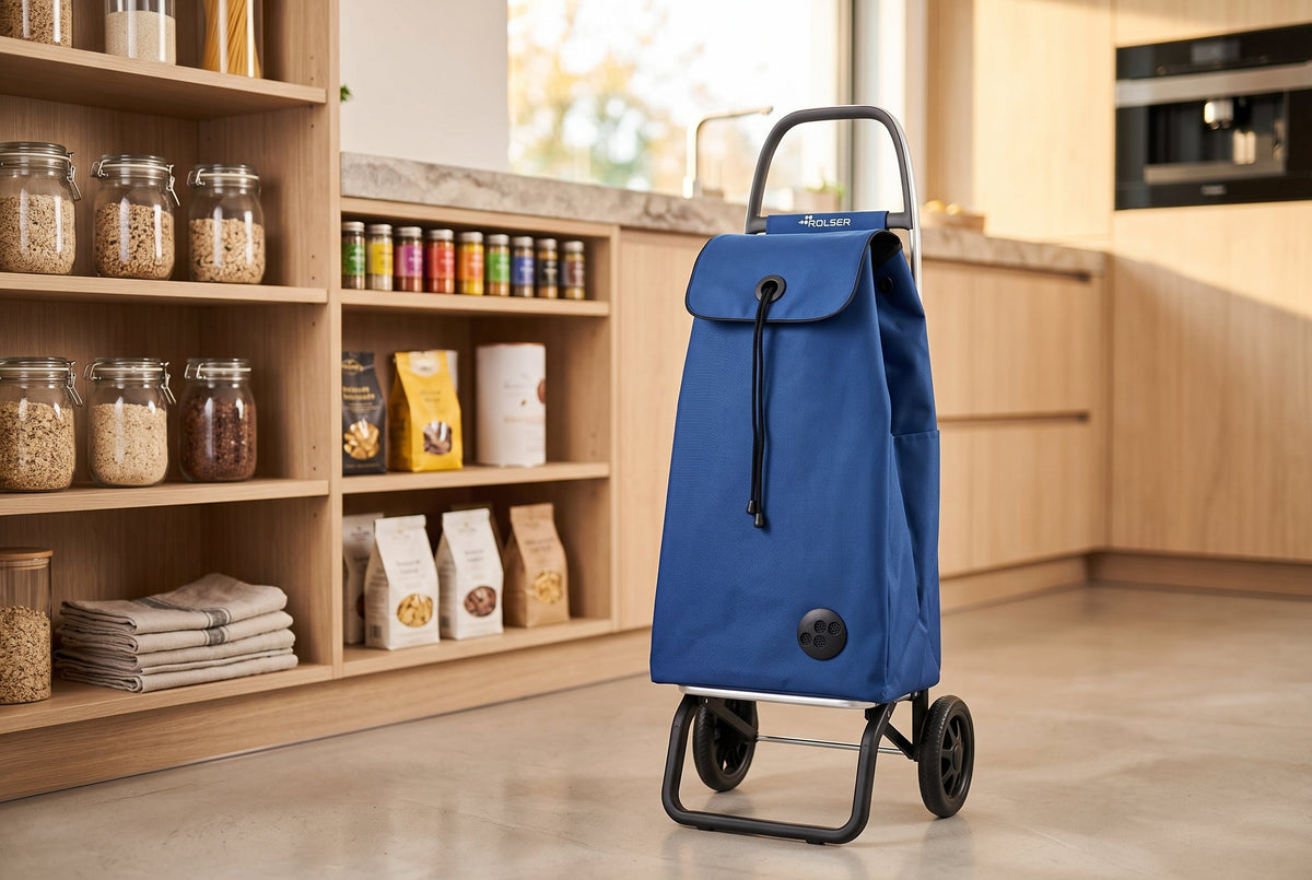 Folding Shopping Cart, Rolser I-Max MF Convert 2, Aluminum, Sapphire Blue