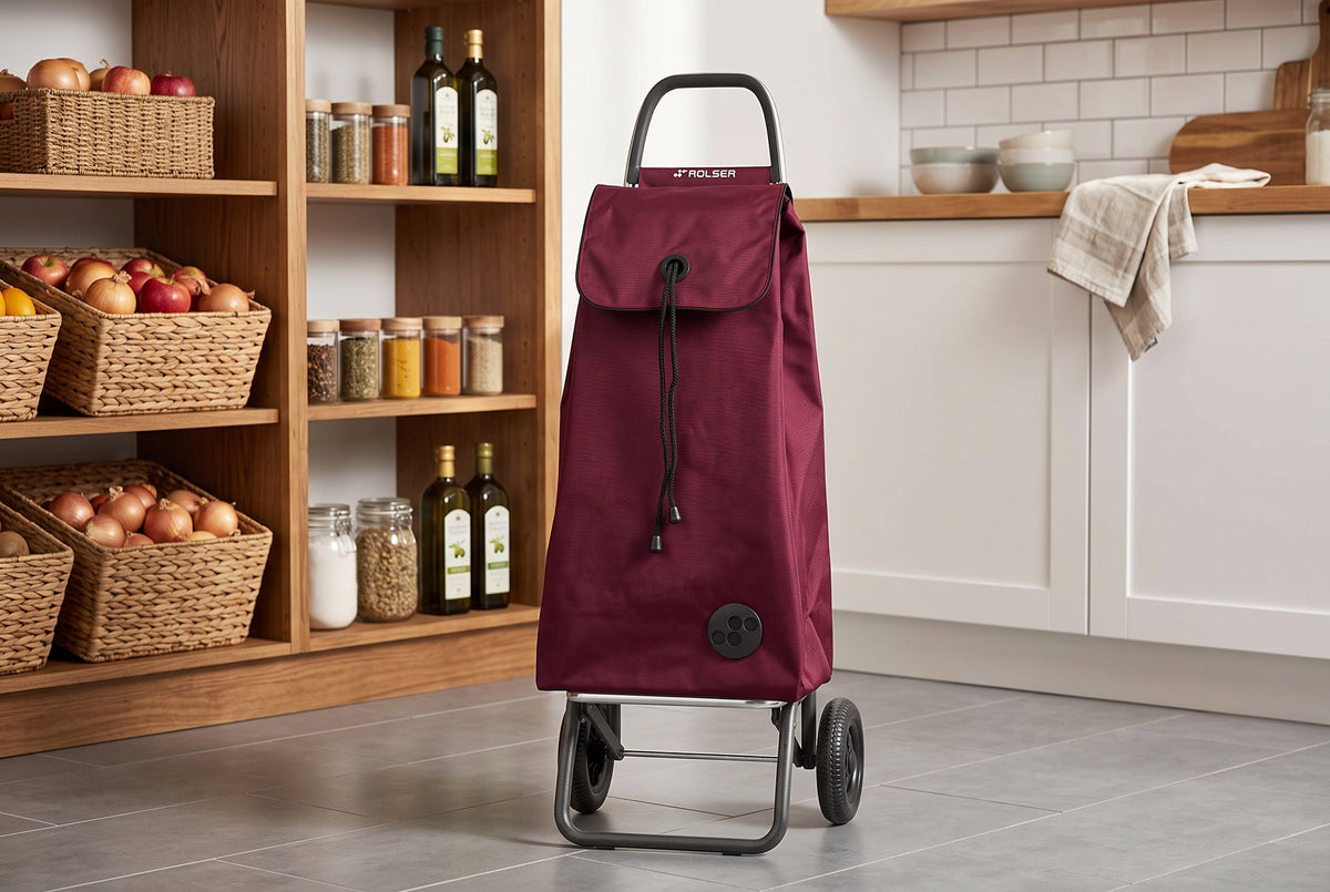 Folding Shopping Cart, Rolser I-Max MF Logic, 2-Wheel, Aluminum, Burgundy