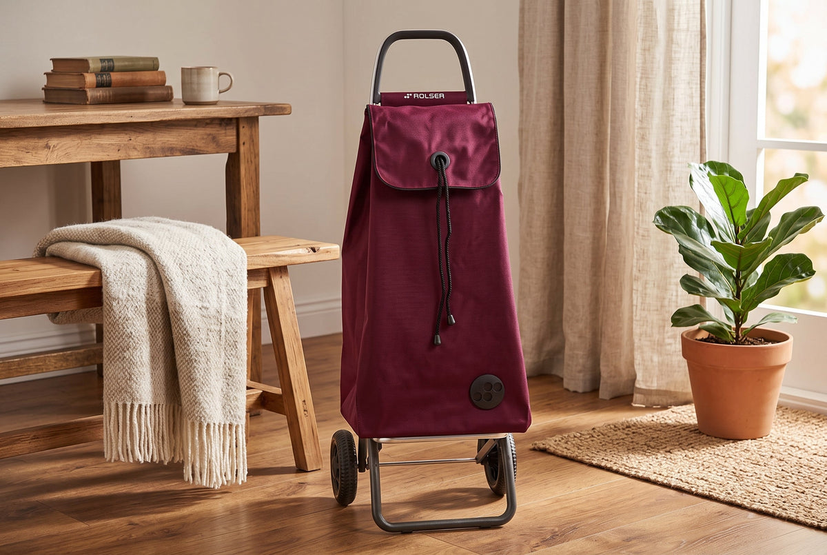 Folding Shopping Cart, Rolser I-Max MF Logic, 2-Wheel, Aluminum, Burgundy