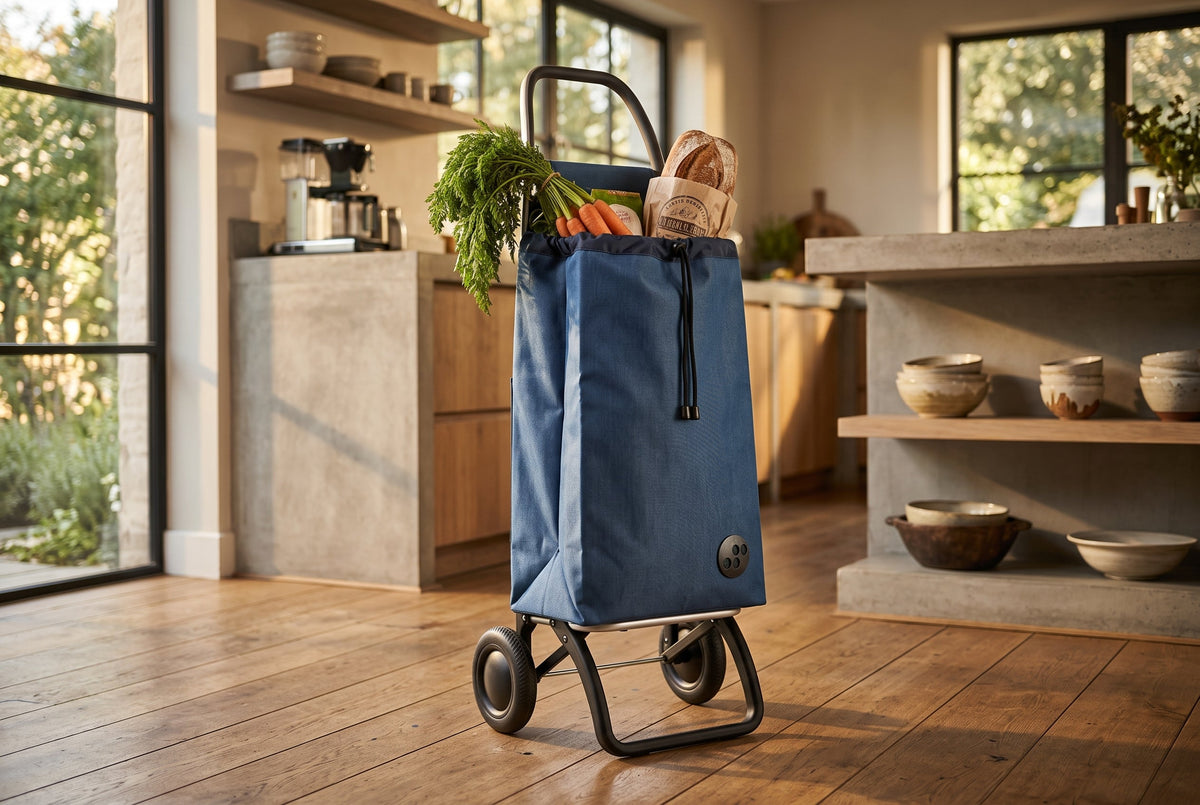 Folding Shopping Cart, Rolser I-Max MF Logic, 2-Wheel, Aluminum, Denim Blue
