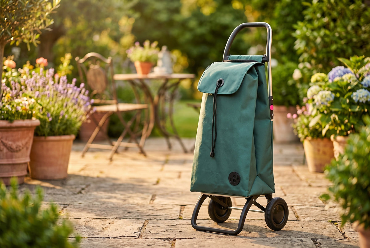 Folding Shopping Cart, Rolser I-Max MF Logic, 2-Wheel, Aluminum, Pine Green