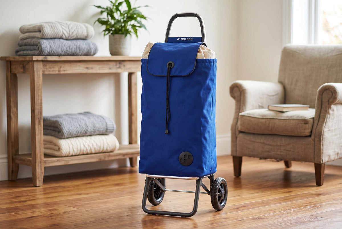 Folding Shopping Cart, Rolser I-Max MF Logic, 2-Wheel, Aluminum, Sapphire Blue