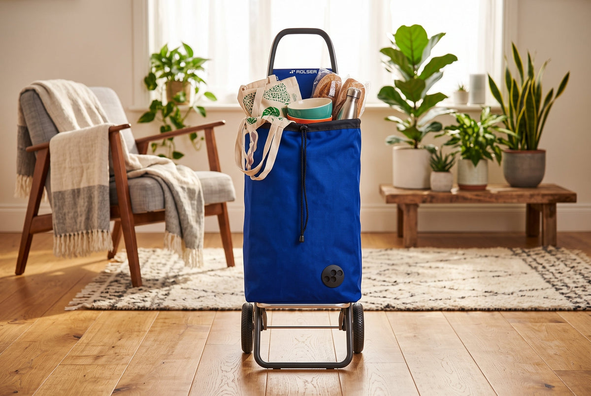 Folding Shopping Cart, Rolser I-Max MF Logic, 2-Wheel, Aluminum, Sapphire Blue