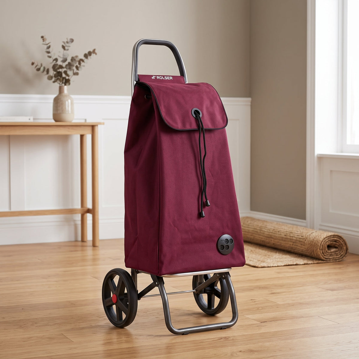 Folding Shopping Cart, Rolser I-Max Logic RSG, Aluminum, Burgundy