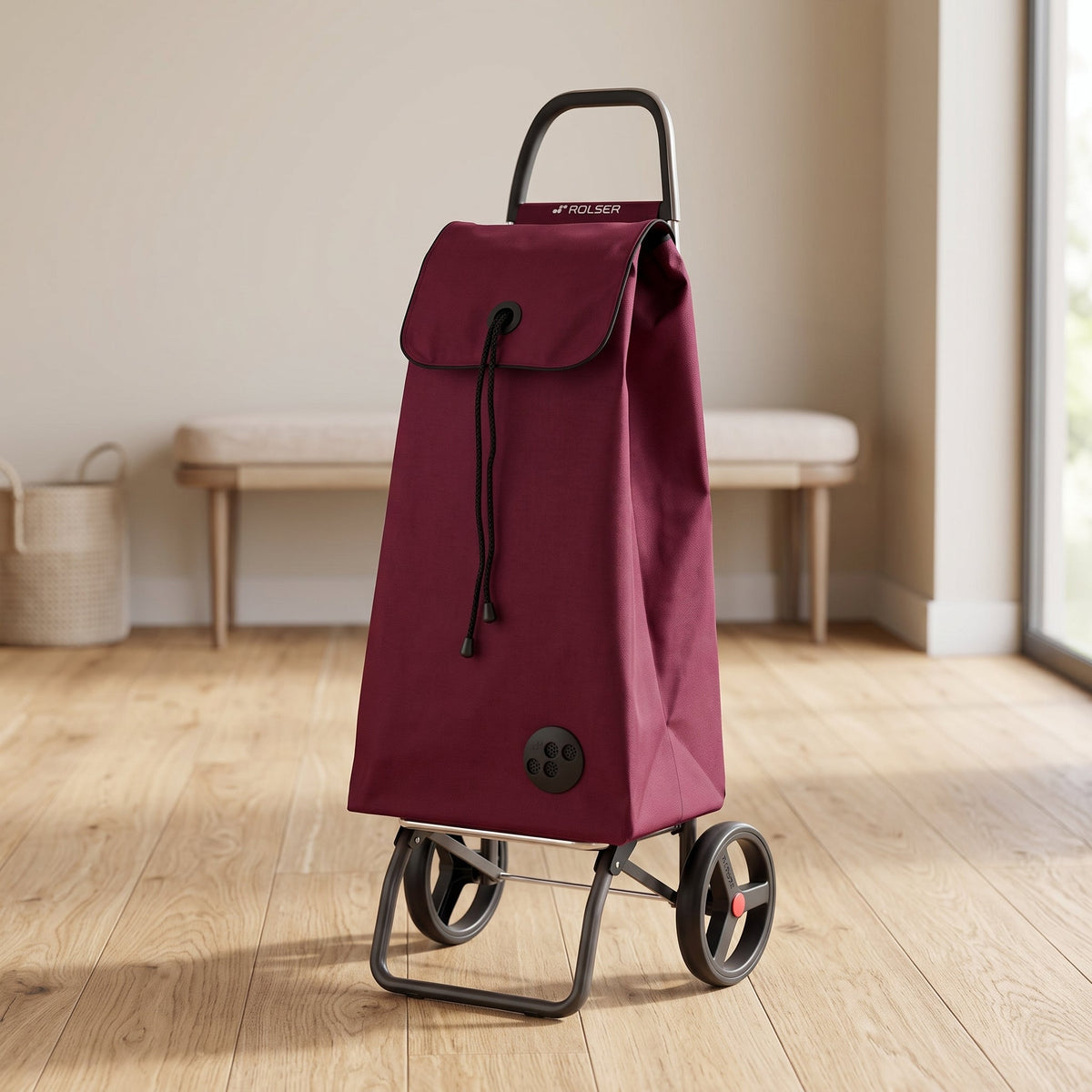 Folding Shopping Cart, Rolser I-Max Logic RSG, Aluminum, Burgundy