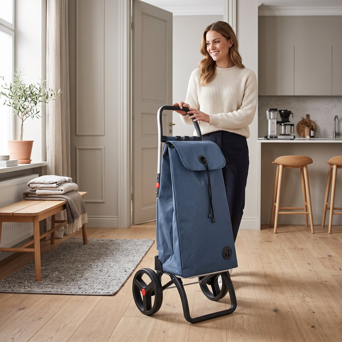 Folding Shopping Cart, Rolser I-Max Logic RSG, Aluminum, Denim Blue