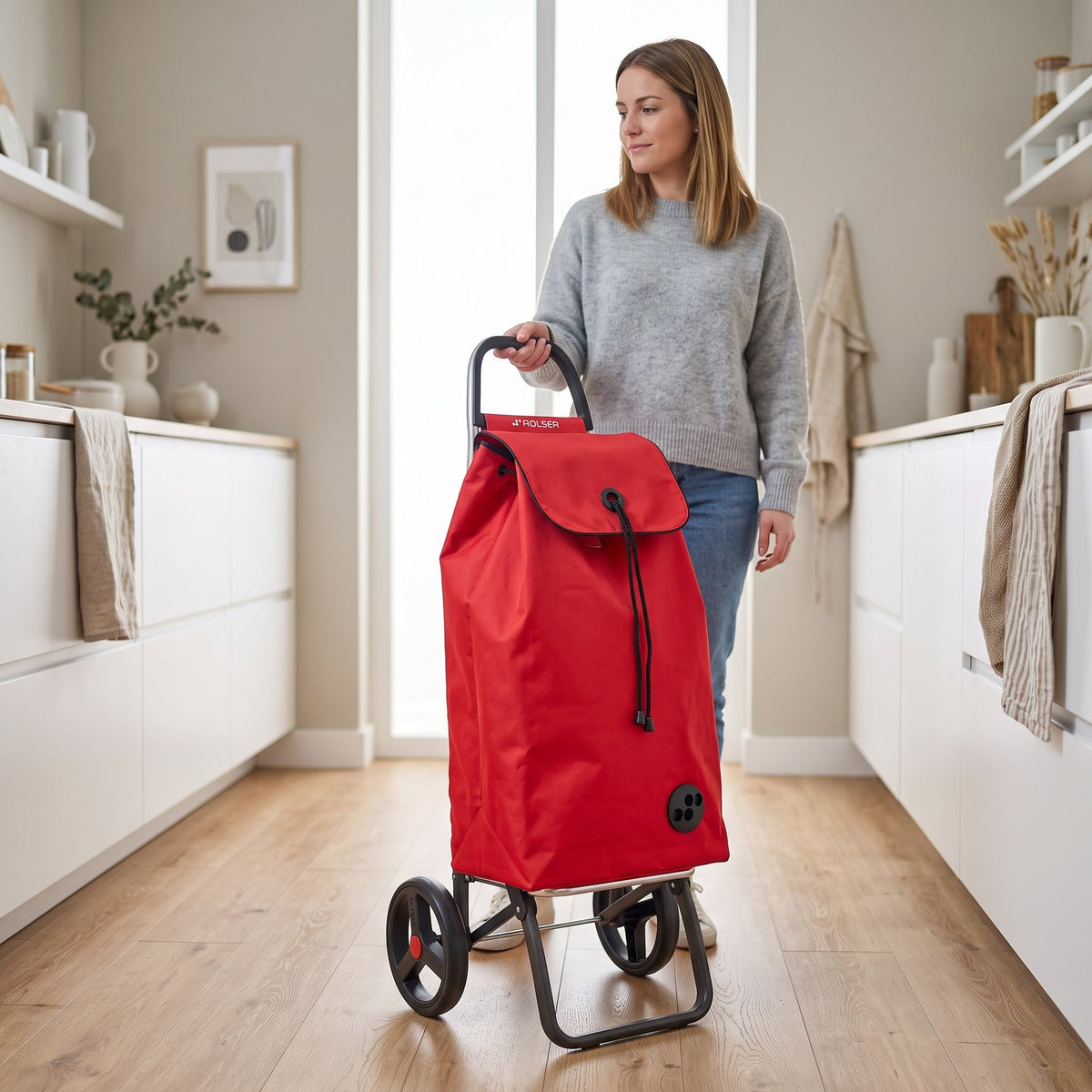 Folding Shopping Cart, Rolser I-Max Logic RSG, Aluminum, Red