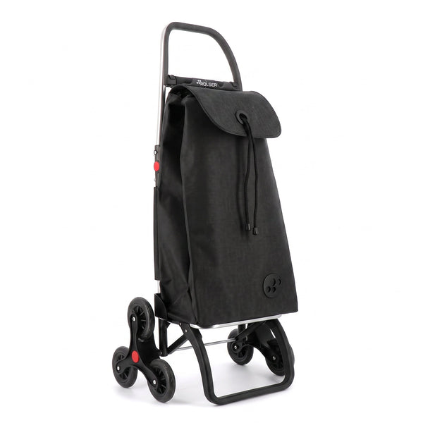 Stair Climbing Folding Shopping Cart, Rolser I-Max Tweed 6L Logic, Aluminum, Black
