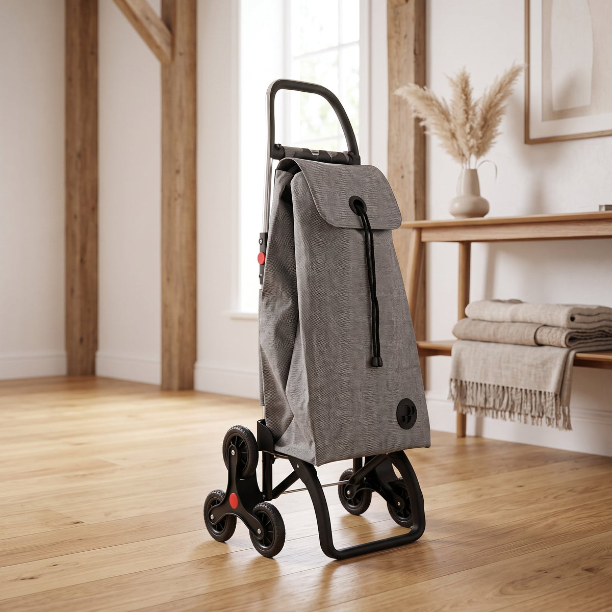 Stair Climbing Folding Shopping Cart, Rolser I-Max Tweed 6L Logic, Aluminum, Grey