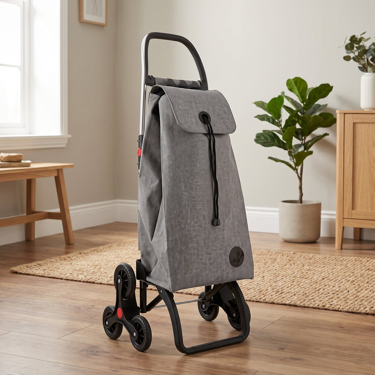 Stair Climbing Folding Shopping Cart, Rolser I-Max Tweed 6L Logic, Aluminum, Grey