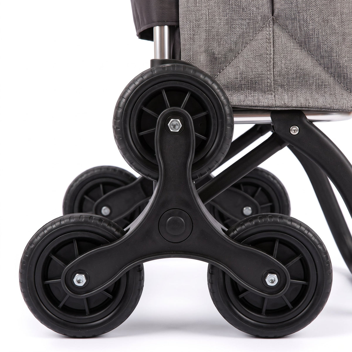 Stair Climbing Folding Shopping Cart, Rolser I-Max Tweed 6L Logic, Aluminum, Grey