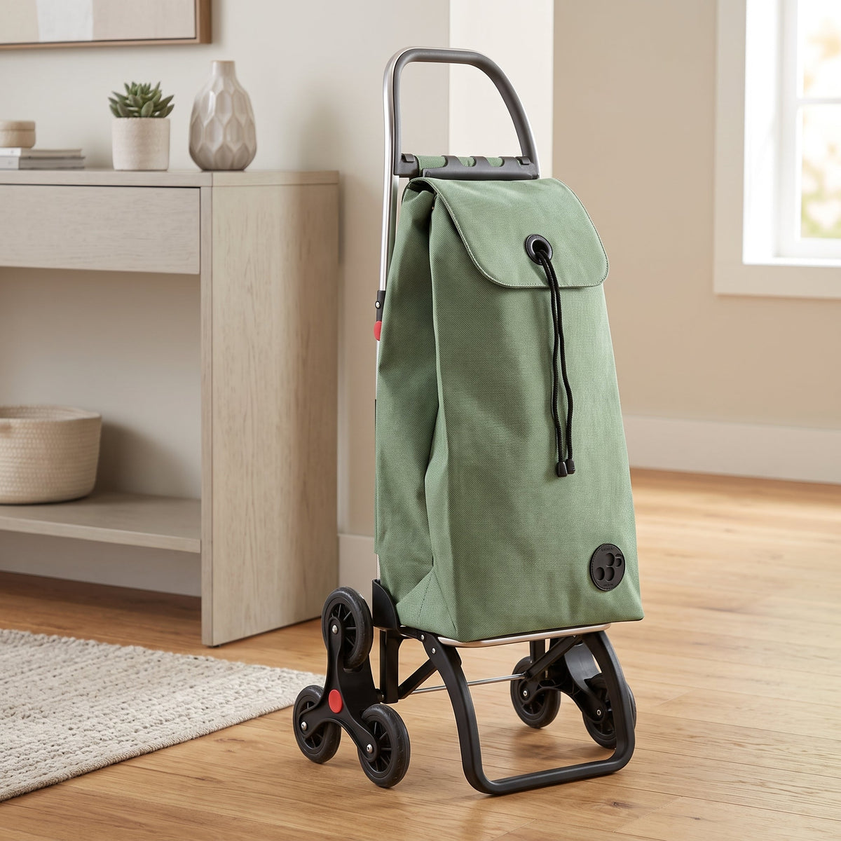 Stair Climbing Folding Shopping Cart, Rolser I-Max Tweed 6L Logic, Aluminum, Jade Green