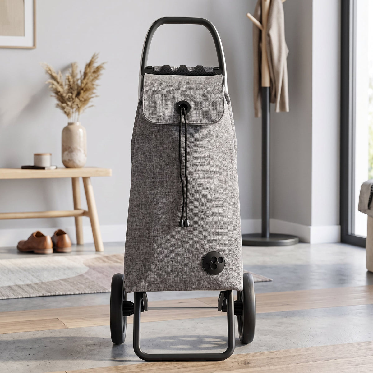 Folding Shopping Cart, Rolser I-Max Tweed Logic RSG, Aluminum, Grey