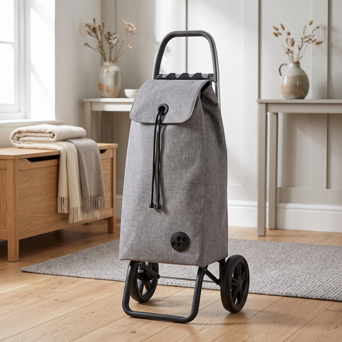 Folding Shopping Cart, Rolser I-Max Tweed Logic RSG, Aluminum, Grey