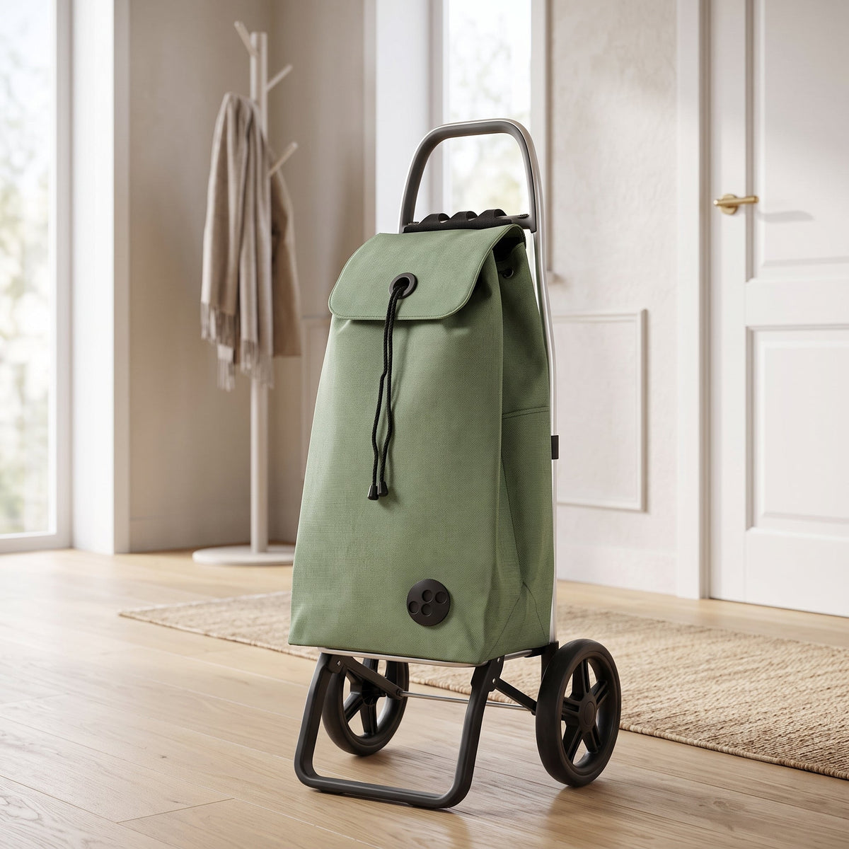 Folding Shopping Cart, Rolser I-Max Tweed Logic RSG, Aluminum, Jade Green