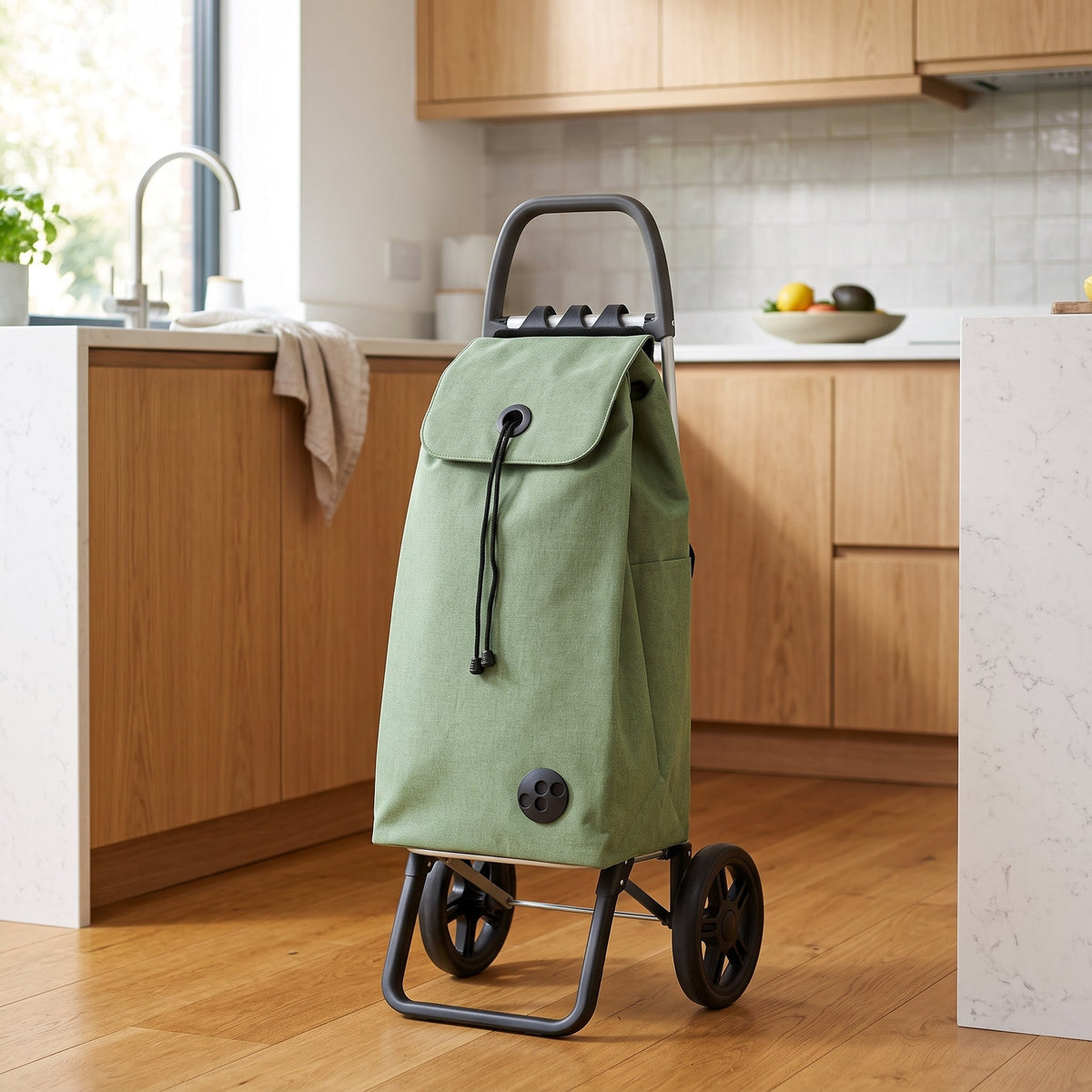Folding Shopping Cart, Rolser I-Max Tweed Logic RSG, Aluminum, Jade Green