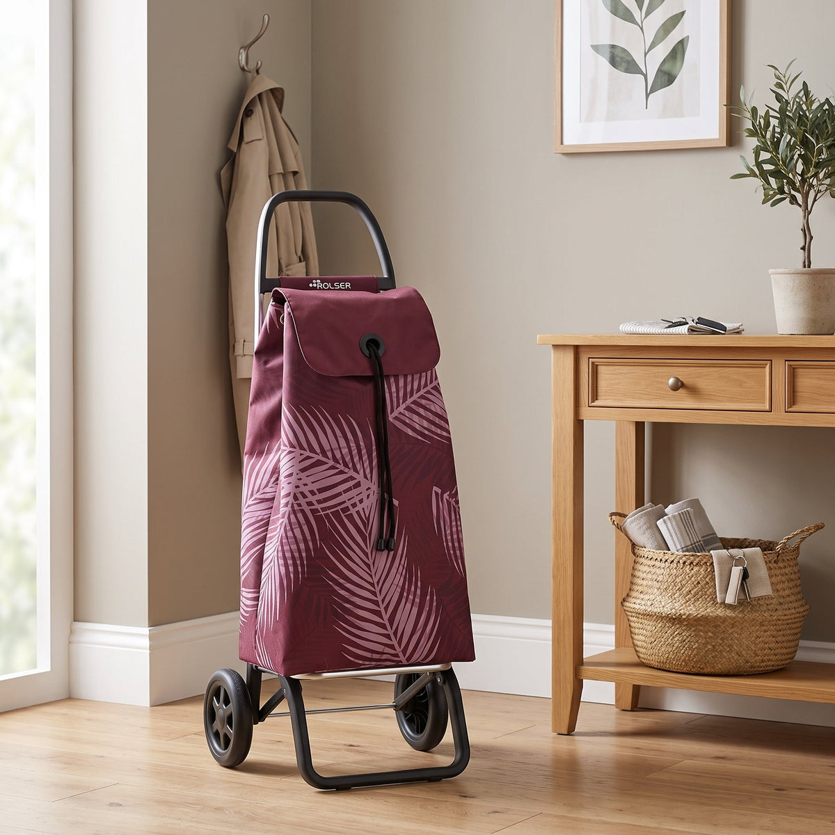 Folding Shopping Cart, Rolser I-Max Costa Rica Convert, Aluminum, Burgundy