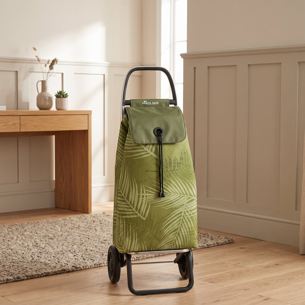 Folding Shopping Cart, Rolser I-Max Costa Rica Convert, Aluminum, Olive