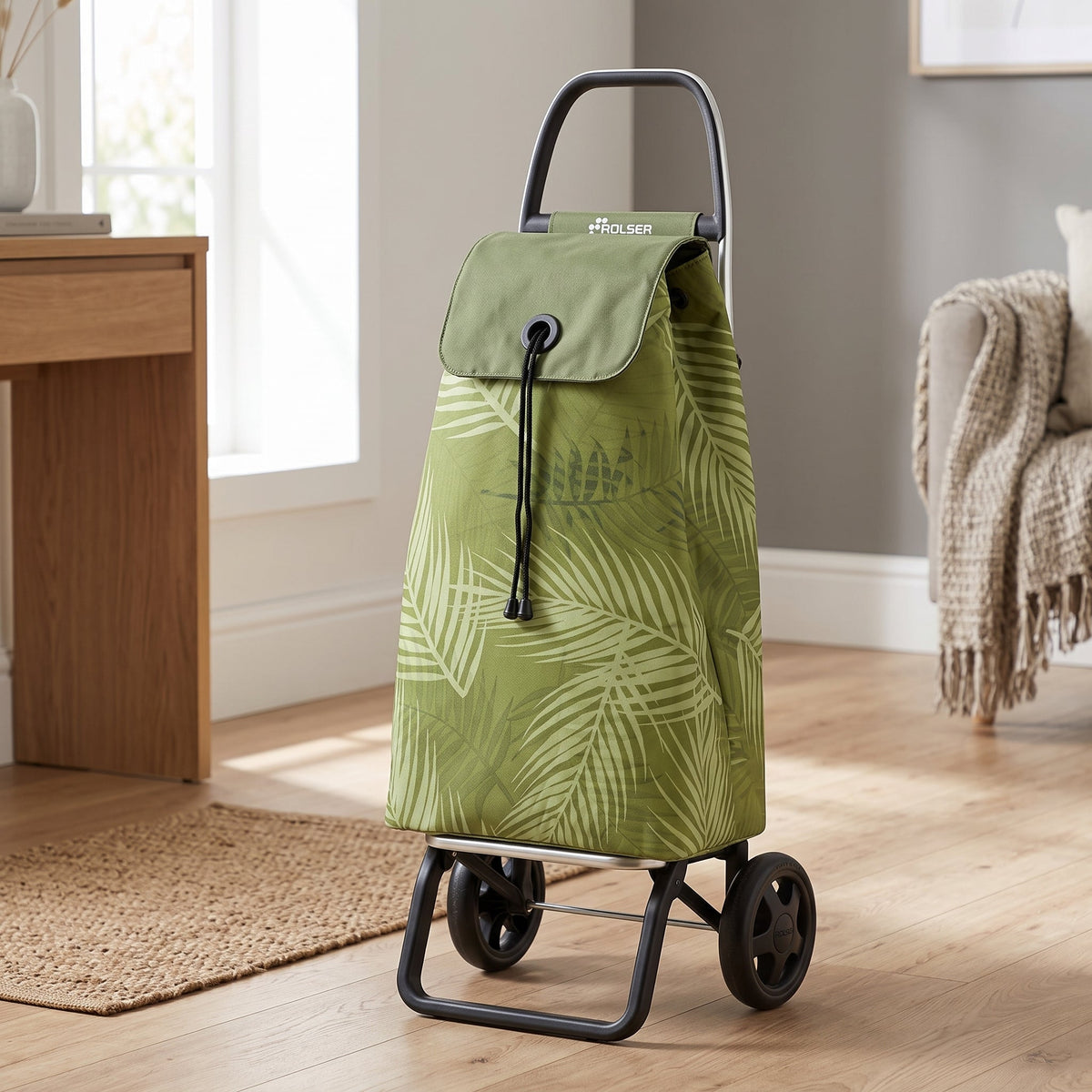 Folding Shopping Cart, Rolser I-Max Costa Rica Convert, Aluminum, Olive