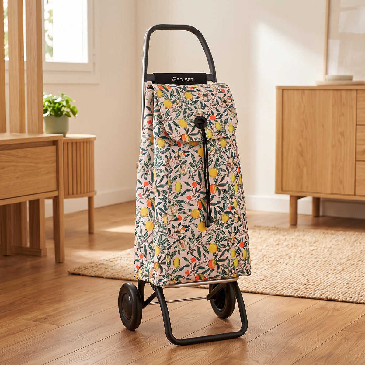 Folding Shopping Cart, Rolser I-Max Convert 2, Aluminum, Fruit Print