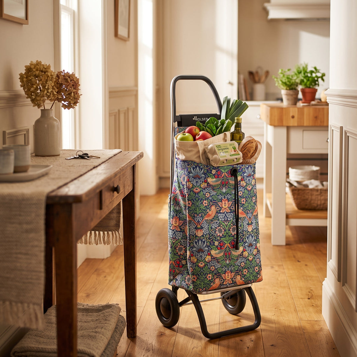Folding Shopping Cart, Rolser I-Max Convert 2, Aluminum, Fruit Print