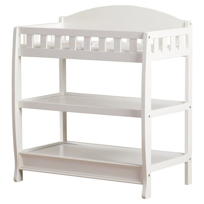 Modern White Wooden Baby Changing Table with Safety Rail Pad and Strap - Free Shipping 