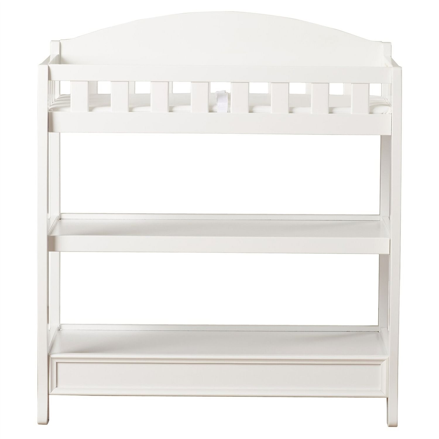 Modern White Wooden Baby Changing Table with Safety Rail Pad and Strap - Free Shipping