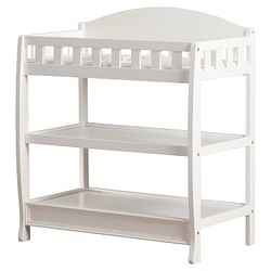 Modern White Wooden Baby Changing Table with Safety Rail Pad and Strap - Free Shipping