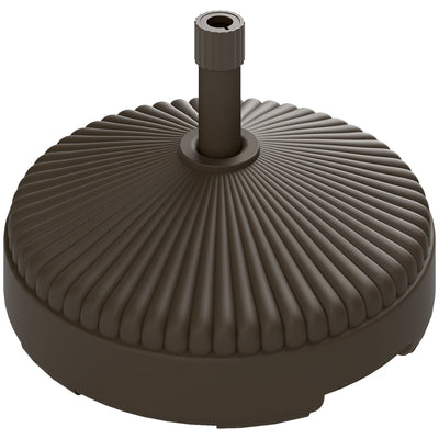 Outsunny Round Patio Umbrella Base Parasol Holder Outdoor Umbrella Stand, Filled Up to 62lbs with Stand or 51lbs with Water for Garden, Poolside, Brown 