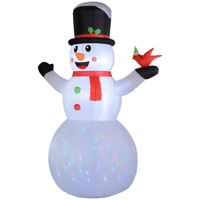 Outsunny 12FT Christmas Inflatable Decorations, Xmas Blow Up Snowman with Rotating Colorful LED Light for Indoor, Outdoor 