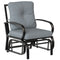 Patio Glider, Outdoor Glider Chair with Cushions, Steel Frame, Curved Armrests, Light Grey