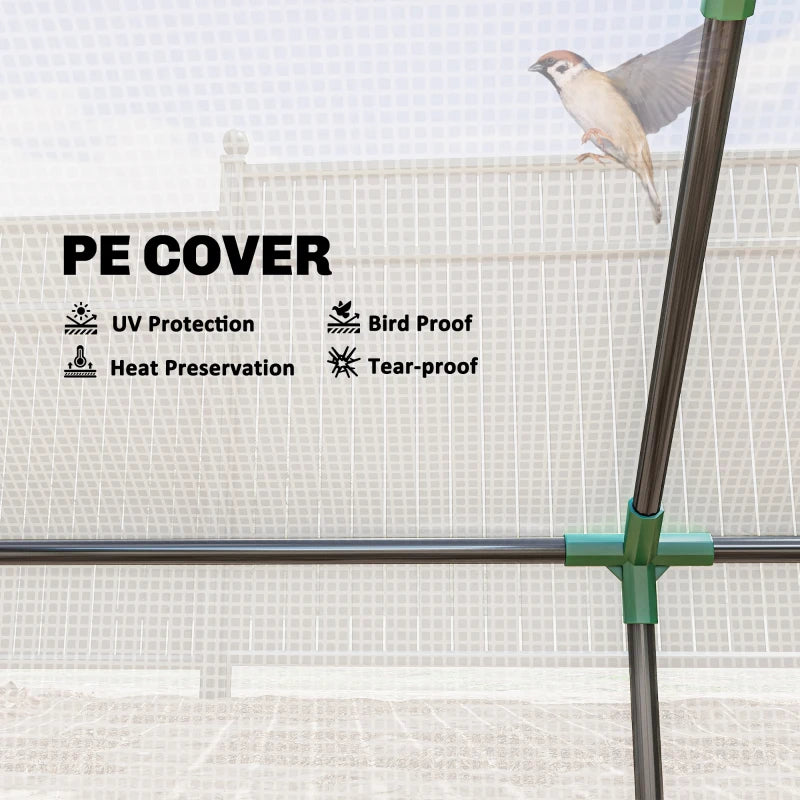 Portable Mini Tunnel Greenhouse Garden Warm House with 2 Windows Steel Frame PE Cover, 47" x 24" x 24", White