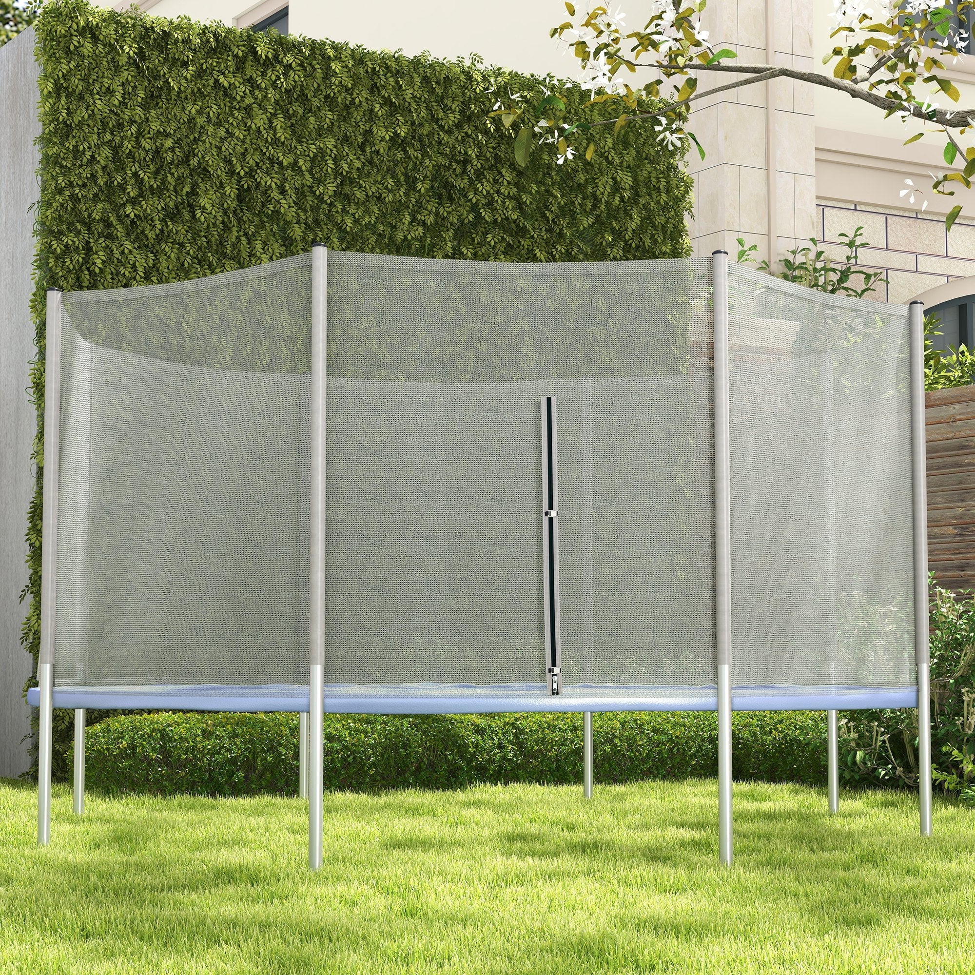 Soozier 14FT Enclosure Trampolining Bounce Safety Accessories Trampoline Net with 8 Poles, Grey 