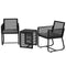 Outsunny 3-Piece PE Rattan Patio Bistro Set with Cushions & Tempered Glass Table, Outdoor Furniture for Garden, Black