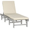 Outsunny Outdoor Sun Lounger Wooden Garden Reclining Chair 4 Adjustable Back Soft Cushion Light Grey