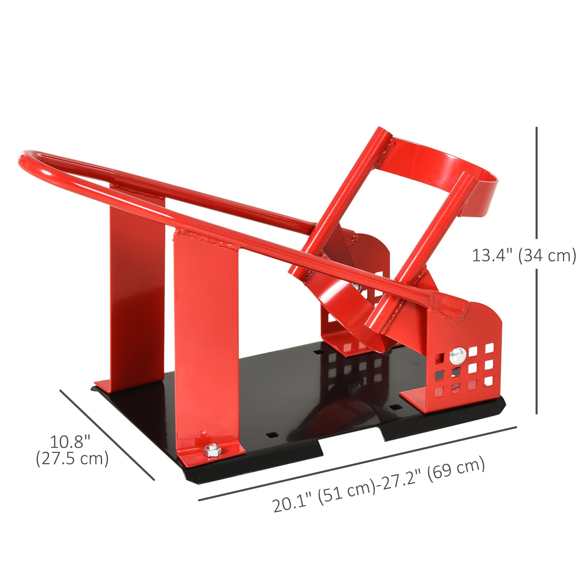 HOMCOM Motorcycle Wheel Chock with 12 Adjustable Pre-Drilled Holes, 990 lbs Capacity, Red 