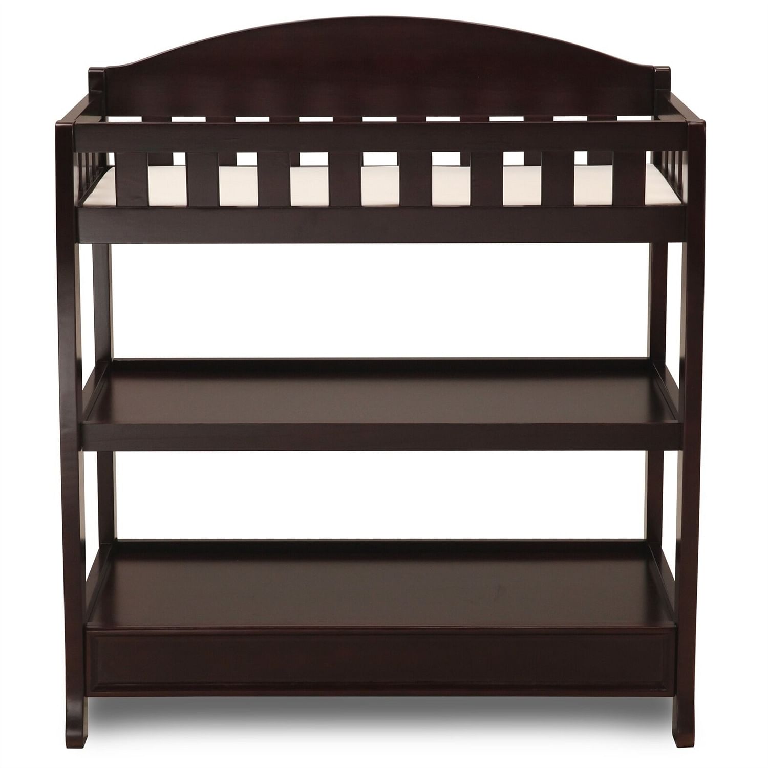Modern Dark Brown Wooden Baby Changing Table with Safety Rail Pad and Strap - Free Shipping 