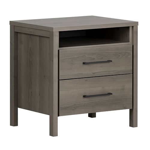 Modern Grey 2 Drawer Nightstand Cubby Storage Shelf - Free Shipping