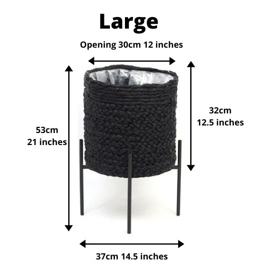 Isha Black Braided Planter 