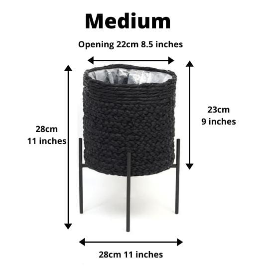 Isha Black Braided Planter 