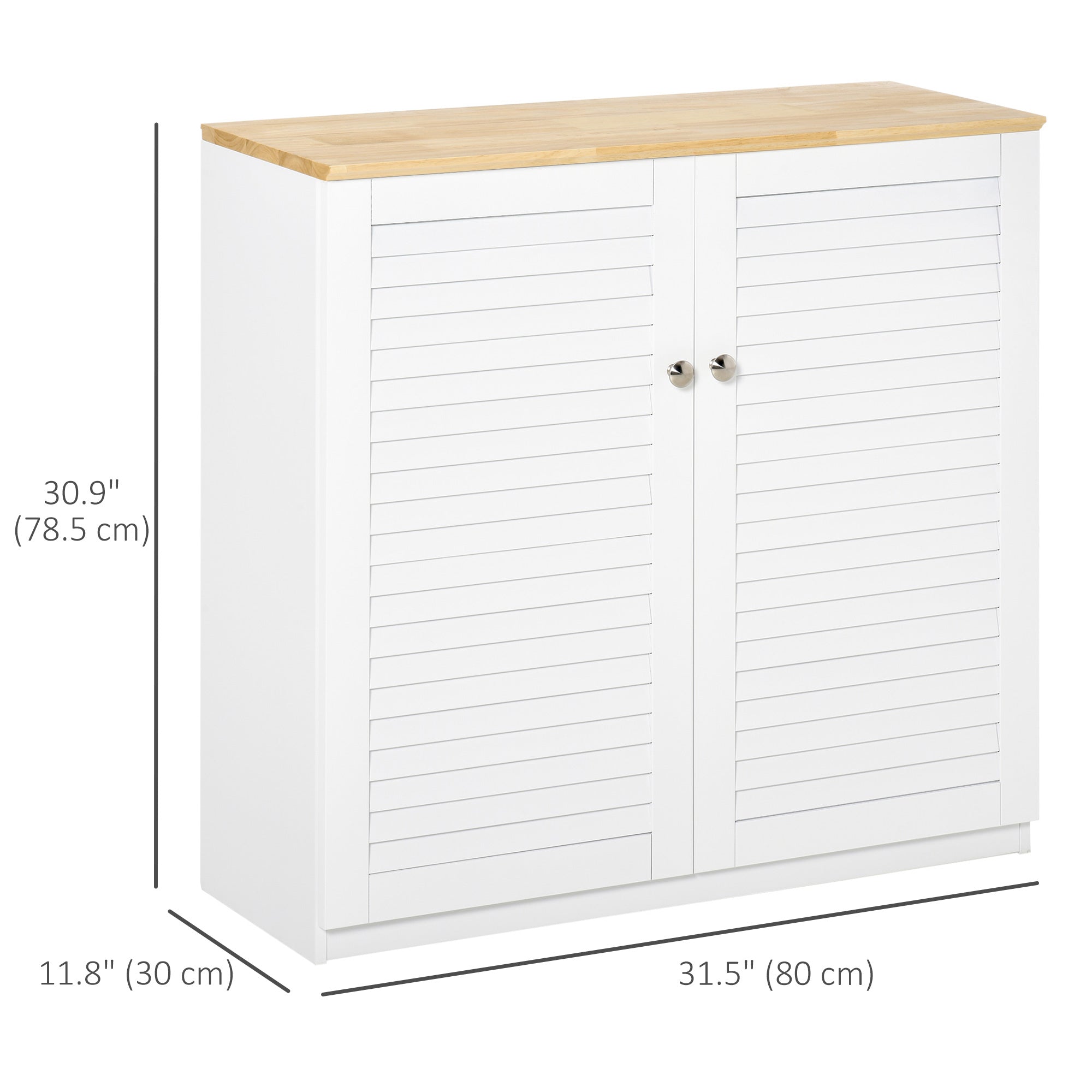 HOMCOM Bathroom Bliss: Freestanding Kitchen Sideboard Storage Cabinet with Louvered Doors, White Organizer 