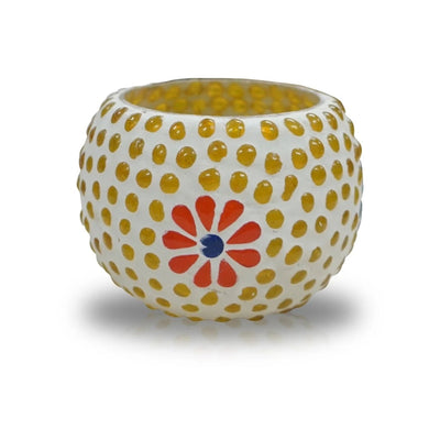 Gb03S Votive Holders (3 Inch), Glass, Yellow Dots 