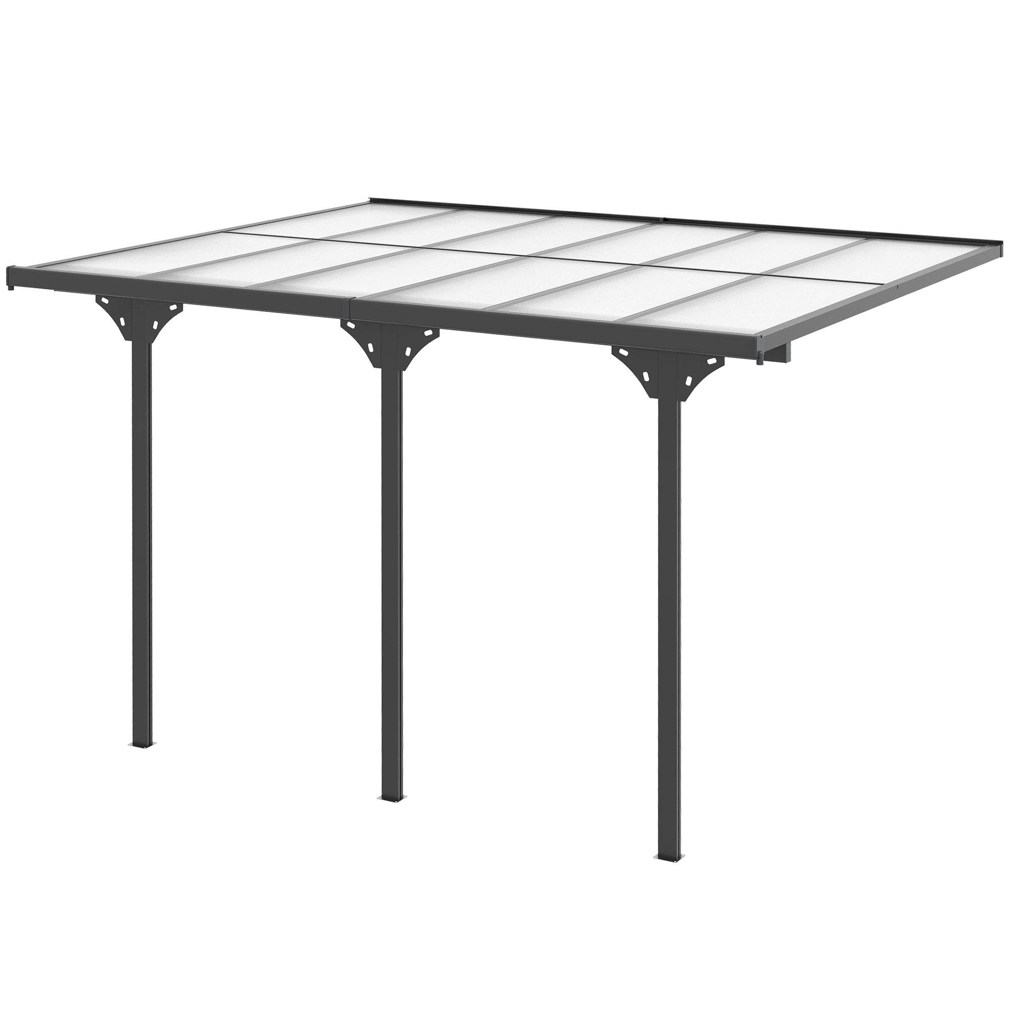 Outsunny 10' x 12' Outdoor Hardtop Pergola Gazebo with Polycarbonate Roof Adjustable Height, Aluminum Frame, UV Protection, Grey 