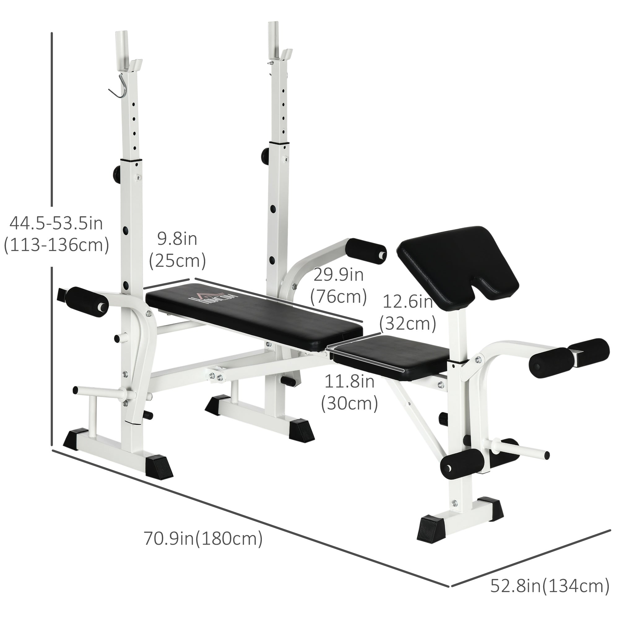 Soozier Adjustable Weight Bench Set with Squat Rack Preacher Curl Pad Leg Developer Butterfly Storage Home Gym 